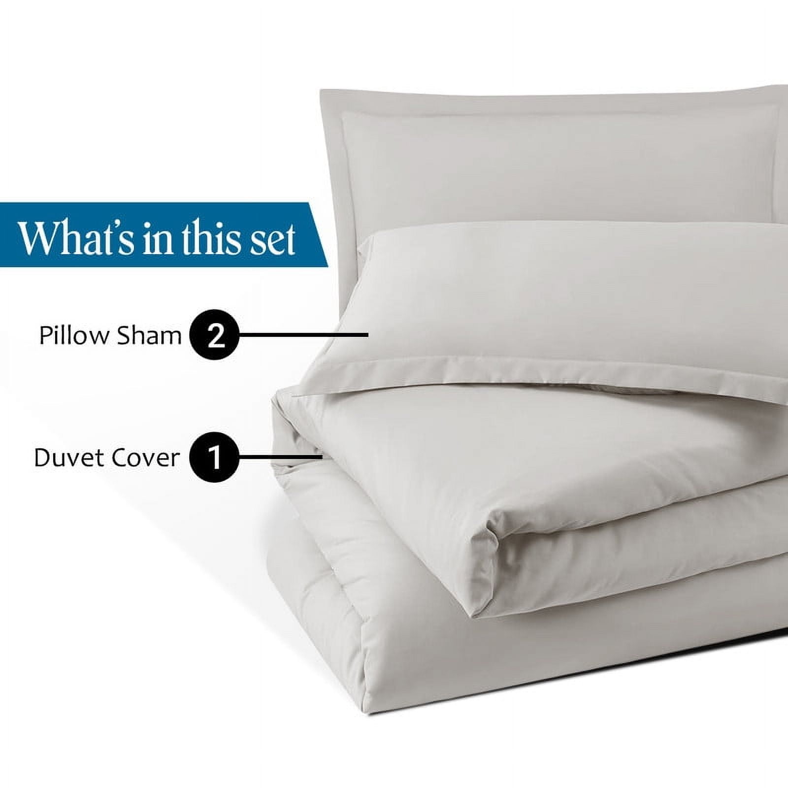 3- Piece Premium Duvet Set -Super King Plus (120" x 120") Size - 600 Thread Count, Ultra Soft Egyptian Cotton Comforter Cover with Zipper Closure & Corner Ties, Silver-gray Solid