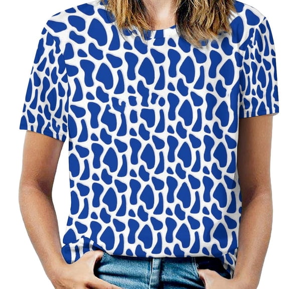 Beach Blue Giraffe T Shirts Animal Print Street Style T Shirt Women Short-Sleeve Pretty Big Size Tees Design Tops Prese