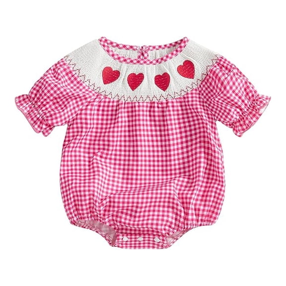Coerni First Birthday Outfit Girl Heart Bubble Romper Jumpsuit Bodysuit New Born Waffle Clothes Baby Knitted Embroidered Plaid Onesie