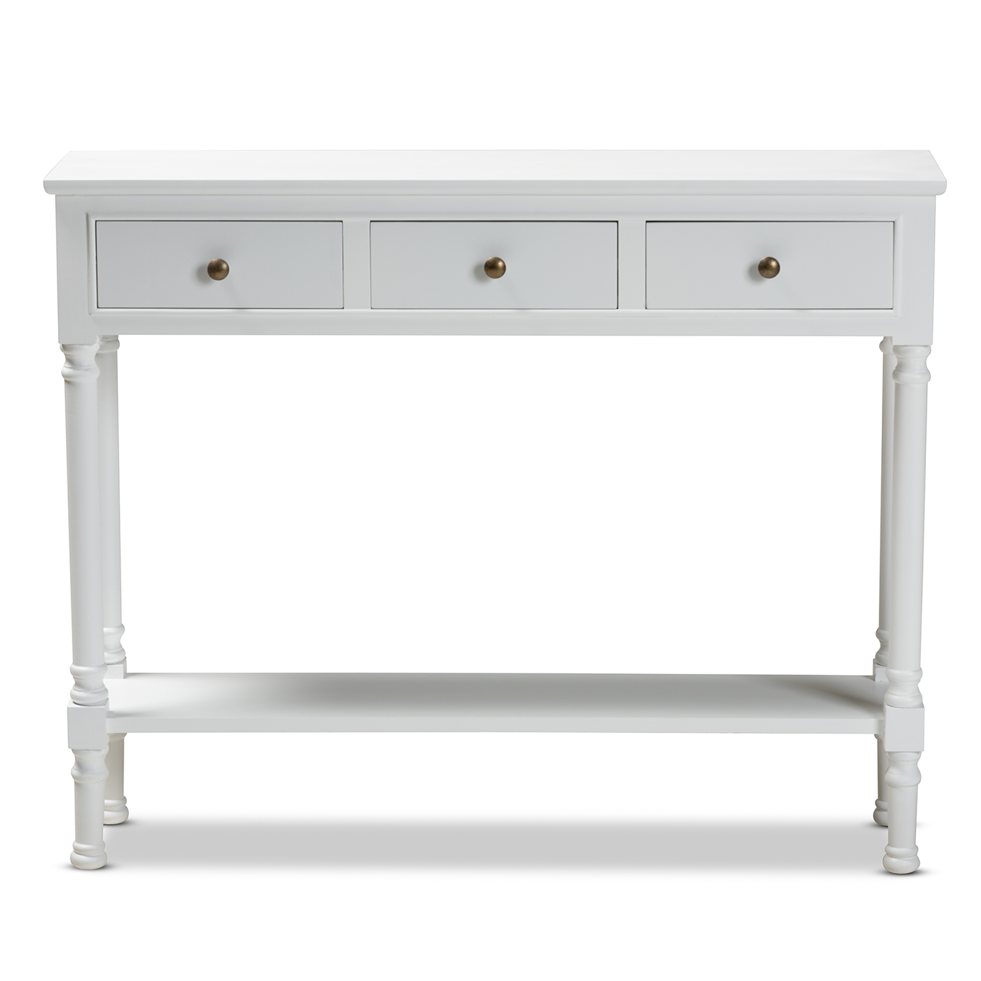 Baxton Studio Calvin Classic and Traditional French Farmhouse White Finished Wood 3-Drawer Entryway Console Table