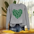 thumbnail image 5 of Guzom Womens Festive Shamrock Heart Sweatshirt - Gray Lucky St. Patrick's Day Crew Neck Long Sleeve Relaxed Fit Casual Top,Size 2XL, 5 of 7