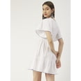 thumbnail image 2 of Moomaya Solid Cotton Dress, Flutter Sleeves Embroidered Casual Summer Dress, 2 of 8