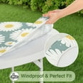 thumbnail image 5 of Floral Daisy Elastic Tablecloth with Water-Resistant Polyester, Perfect for Dining Room, Picnic, BBQ, or Garden Events, Fits 44-52 Inch Round Tabletop, 5 of 7