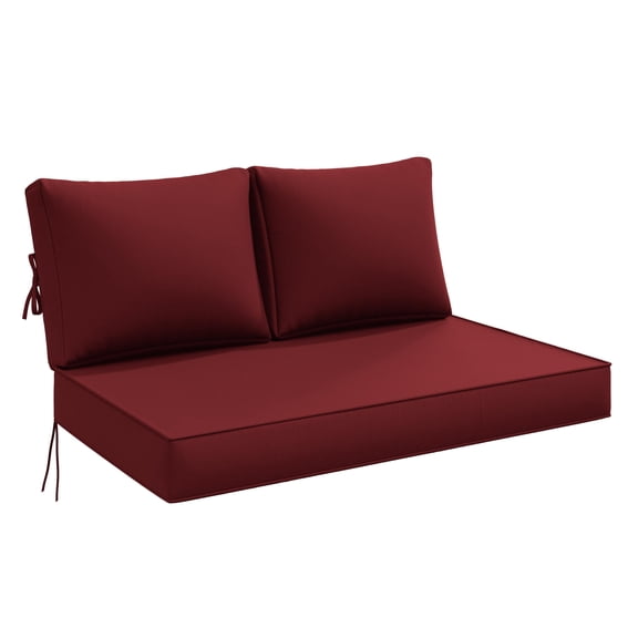 Snubbull Outdoor 46" x 26" x 5" Loveseat Cushion Set, Water repellent, Fade Resistant, Cushion Set for Couch, Bench, and Swing, Burgundy