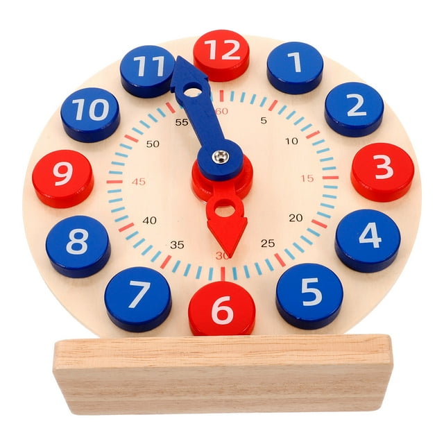USHOBE 1 Set Teaching Clock Learning Toy Wood Clock Toy Multi-colored Time Recognition for Children