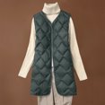 thumbnail image 3 of HTNBO Women Long Quilted Puffer Vest Lightweight Round Neck Sleeveless Button Down Padded Duck Down Vests, 3 of 6