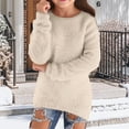 thumbnail image 2 of Otqutp Girls Solid Color Oversized Pullover Warm Soft Plush Fuzzy Sweatshirt Teen Kids Round Collar Spring Fall Outfits, 2 of 5