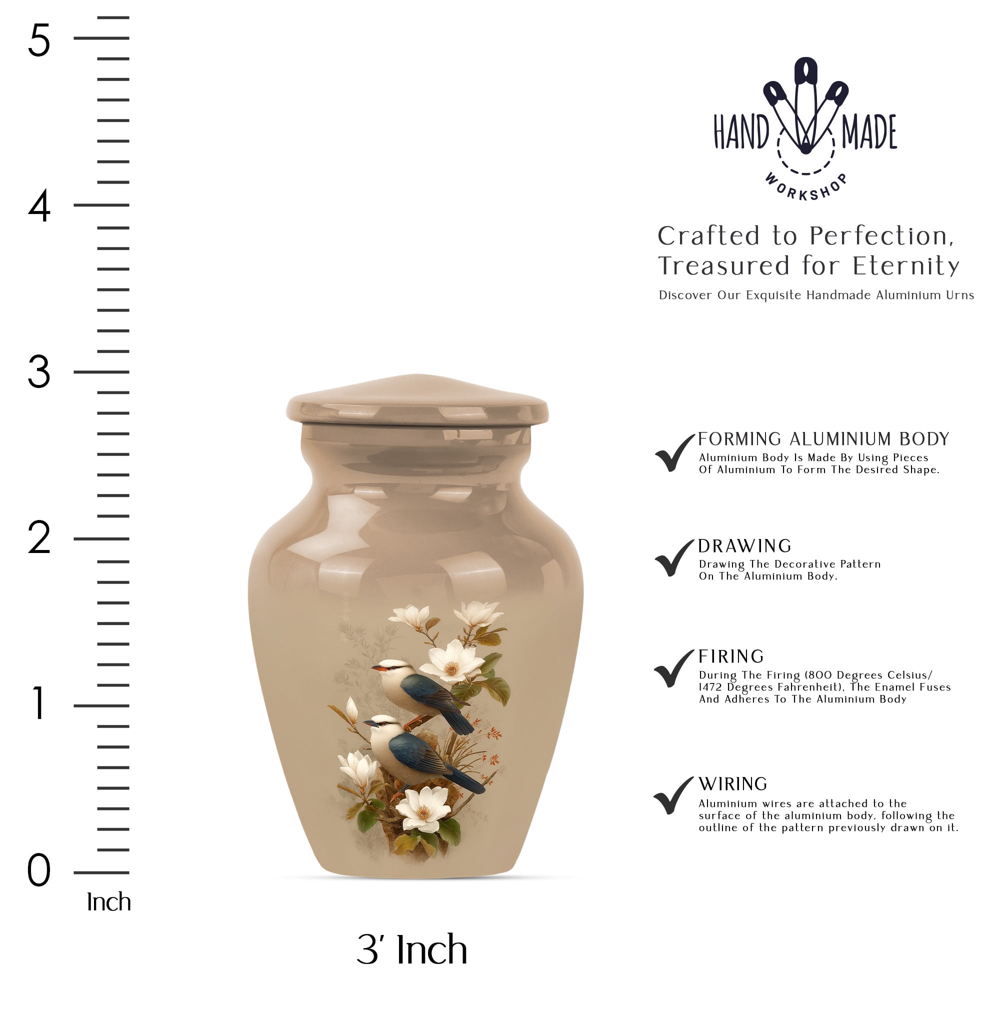 Bird Keepsake Memorial Urn, Infant Urns For Ashes, Funeral Urn For Ashes For Men, Cremation Urns For Human Ashes Adult Female Mom (Size-3 Inch set of 4)