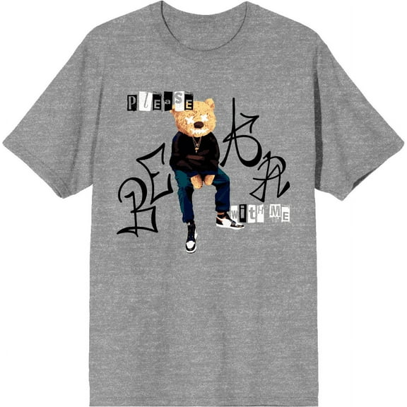 Please Bear With Me Adult Heather Gray Crew Neck Short Sleee Tee-Small