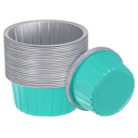 Green Blue Cupcake Cups, 50pcs 66x36x85mm Aluminum Foil Standard Cupcake Liners