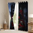 thumbnail image 3 of Homewish Halloween Skull Raven Kitchen Curtains,Red Rose Floral Black Out Curtains Pack of 2 (42x63 Each), 3 of 6