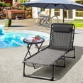 thumbnail image 2 of Outsunny Reclining Chaise Lounge Chair,Portable Sun Lounger,Folding Camping Cot,With Adjustable Backrest and Removable Pillow,For Patio,Garden,Beach,Grey,Gray Fabric Garden Outdoor Patio Patio, 2 of 9