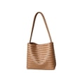 thumbnail image 2 of Woven Tote Bag Leather Bucket Bags for Women Summer Hobo Handbag Beach Vacation Purse Vintage Shoulder Bag for Travel, 2 of 7