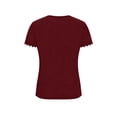 thumbnail image 4 of Camisetas de Manga Corta de Verano para Mujeres Moda Casual Color Sólido Encaje Cuello Redondo Suéter Mujer Camisetas de Manga Corta Casual, 4 of 7
