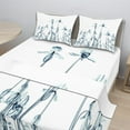 thumbnail image 2 of Ambesonne Teal White Fitted & Top Sheet Set with Shams, Orchids Floral Photo, Teal White, 2 of 8