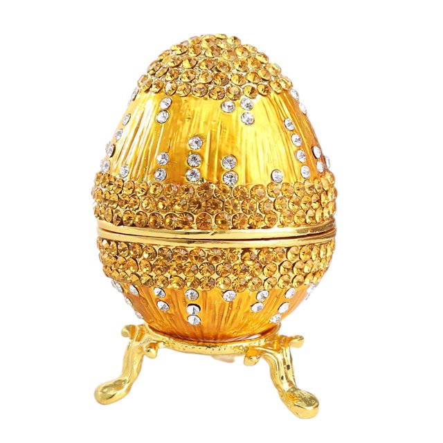 Caja de joyería esmaltada, caja de baratija de huevo, joyero de huevo, adorno de escritorio, decoración de Pascua, recuerdo para pendientes, pulseras, Amarillo