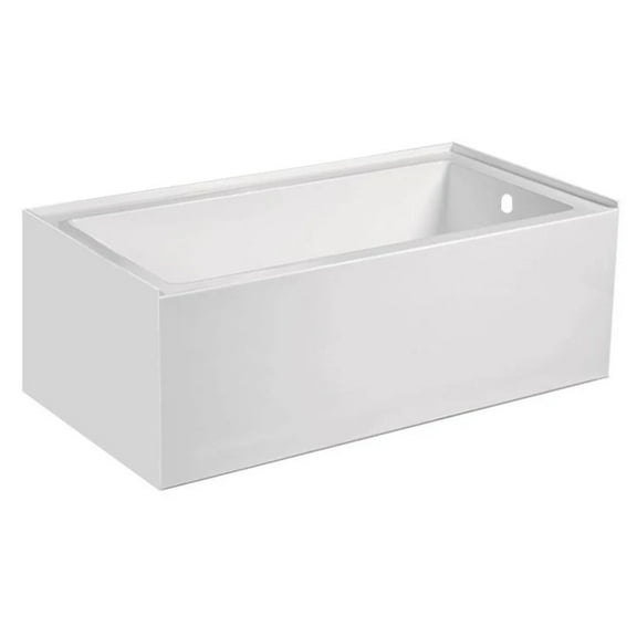 Acrylic 60" x 32" Alcove Soaker Bath Tub, Right-Hand Drain, White, TAS6032R