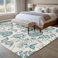thumbnail image 2 of Farmhouse Turquoise Floral Washable Area Rug 6 x 9 ft Linen Boho Flower Rustic Country , Soft Non Slip Rugs Stain Repellent Indoor Felt Carpet for Living Dining Room Bedroom Home Office, 2 of 9
