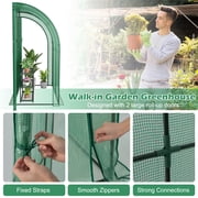 Costway 7'x 3.5'x 7' Lean-to Greenhouse Portable Wall House with Green PE Cover and Shelf