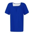 thumbnail image 4 of Blue XXXL WIZUTIZ Corset Tops for Women Clearance Sales Loose Fit Shirts Crew Neck Cozy Style Comfy Ladies Tshirts Plus Solid Blouse Plus Size Holiday Beach T-shirt Athletic Plain Short Sleeve Tshirt, 4 of 4