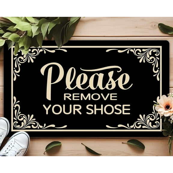 Doormat - "Please Remove Your Shoes" Mat - Personalized, anti - slip, prank gift, home decor, 18×30 inch