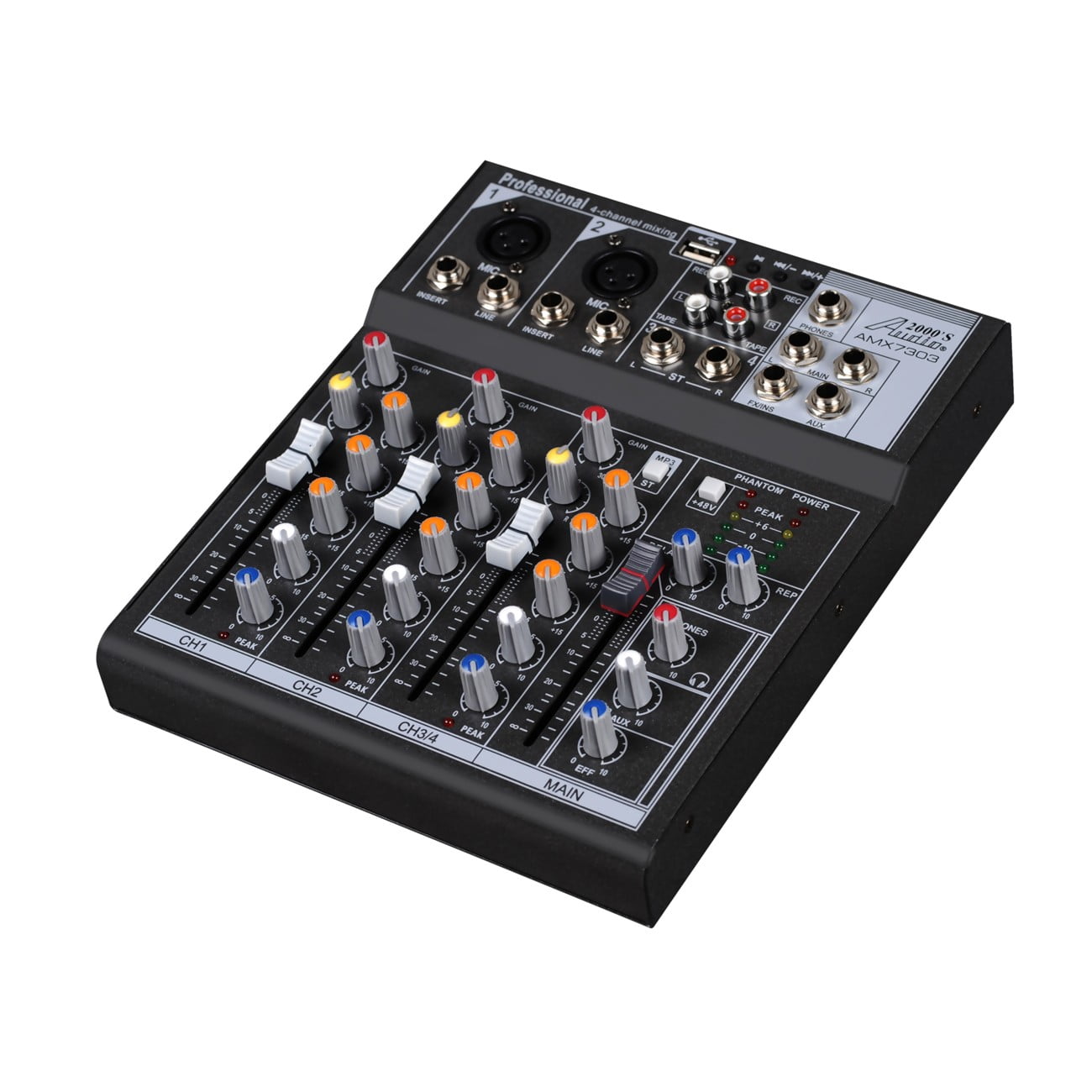 Audio2000's AMX7303USB Professional FourChannel Audio Mixer with USB