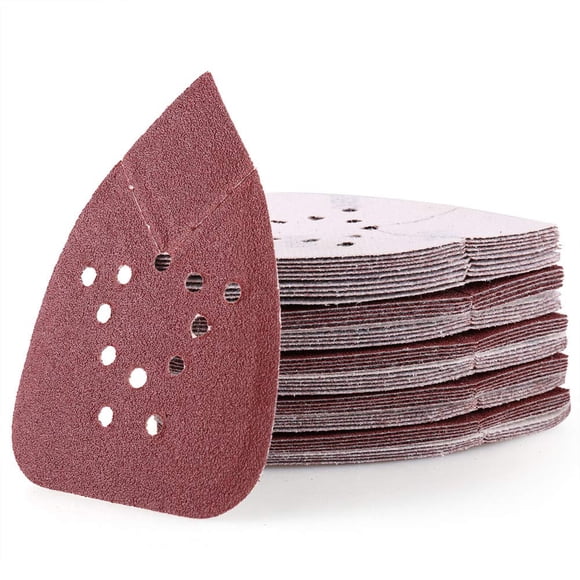 Sanding Pads for Black and Decker Mouse Sanders, 50PCS 80 Grit Hook and Loop Sandpaper Sheets - LotFancy 12 Holes Detail Palm Sander Sand Paper