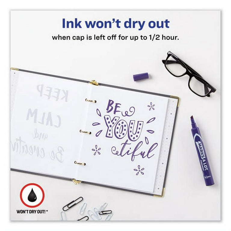 MARKS A LOT Large Desk-Style Permanent Marker, Broad Chisel Tip, Purple, Dozen (8884) MARKS A LOT Large Desk-Style Permanent Marker, Broad Chisel Tip, Purple, Dozen (8884)