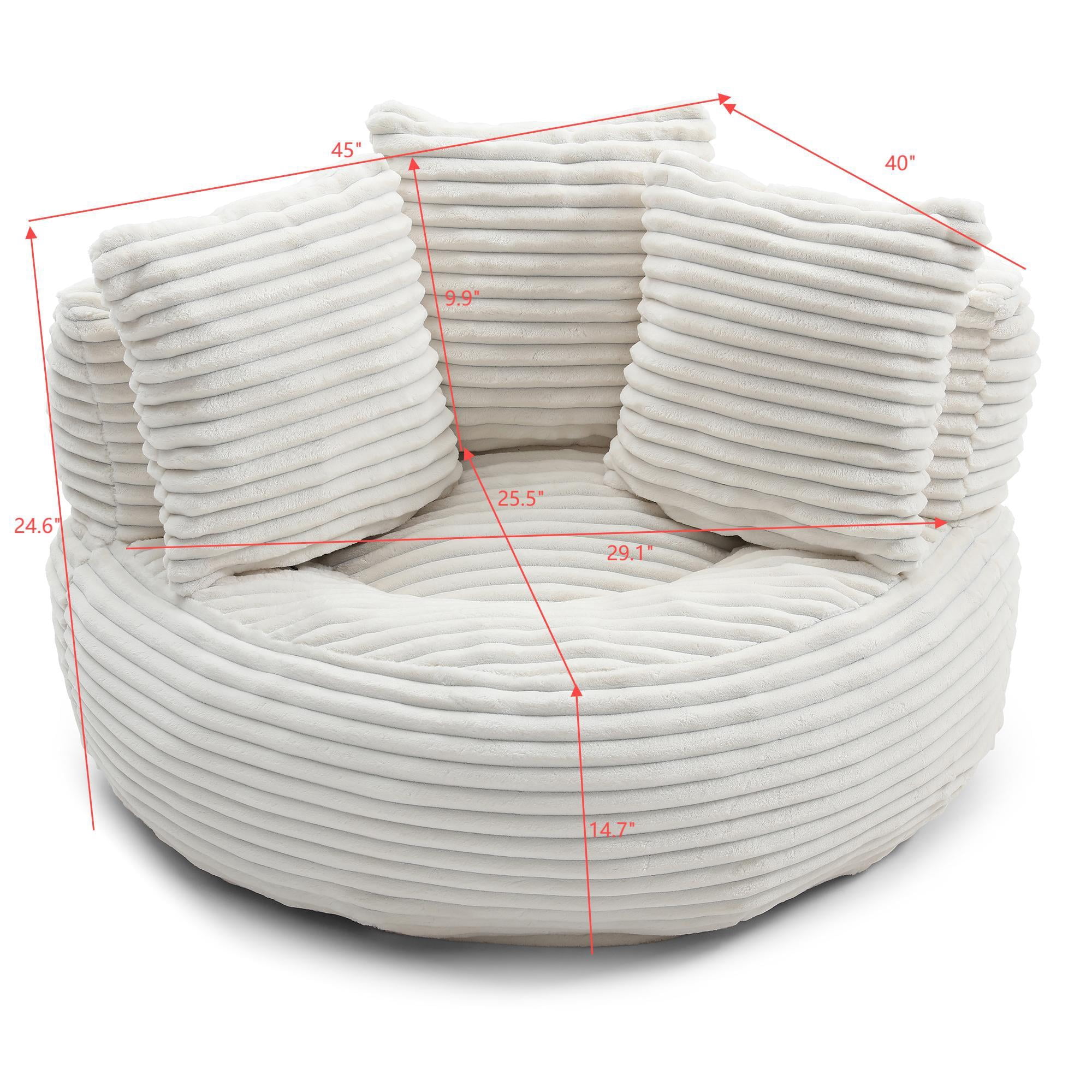 Leumius Lazy Sofa,Corduroy Fabric Oversized Bean Bag Sofa with High Back,Lounge Floor Sofa for Gaming,Reading Living Room Bedroom Office,Beige