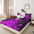 thumbnail image 3 of Feelyou Halloween Spooky Ghost King Sheets, Western Gothic Bedding, Purple Magenta, 4pcs, 1 Flat Sheet, 1 Fitted Sheet and 2 Pillowcases, 3 of 5