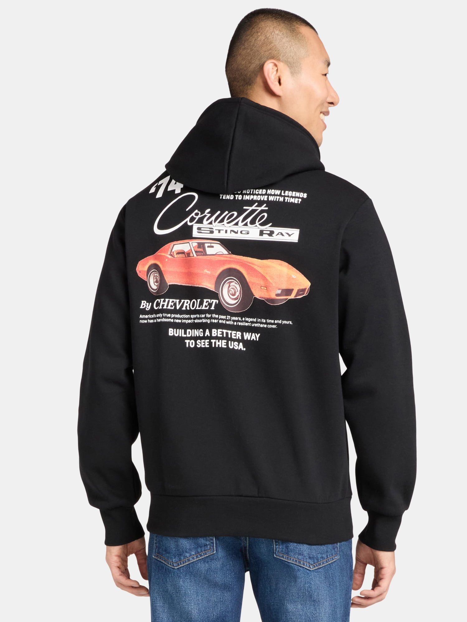 Chevrolet Corvette Men's Graphic Print Hoodie with Long Sleeves, Sizes S-2XL