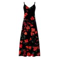 thumbnail image 4 of qucoqpe Womens Summer Sundress Fashion Casual Floral Printed Sleeveless V Neck Flowy Maxi Long Dress Beach Vacation Spaghetti Strap Dress, 4 of 5