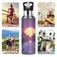 thumbnail image 7 of Yayeee 33oz Insulated Water Bottle Double Wall Stainless Steel with Flip Straw Lid, Blue Neon Road, 7 of 7