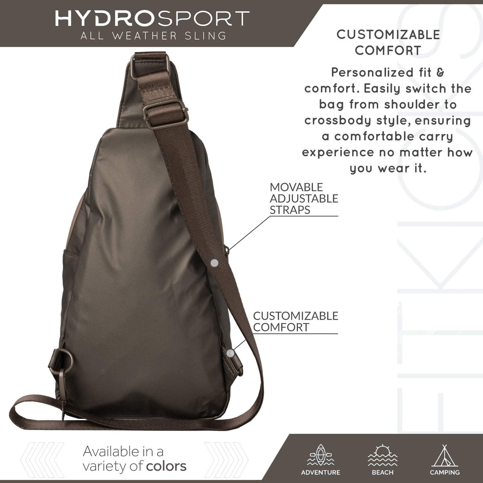 FITKICKS Hydrosport All Weather Sling Bag Crossbody Travel Hiking Chest Bag, Army (Unisex)