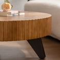 thumbnail image 4 of Hassch Round Coffee Table, Mid Century Modern Wood Cocktail Table for Living Room Home Office Small Space, 35.4" Low Center Table, Natural, 4 of 7