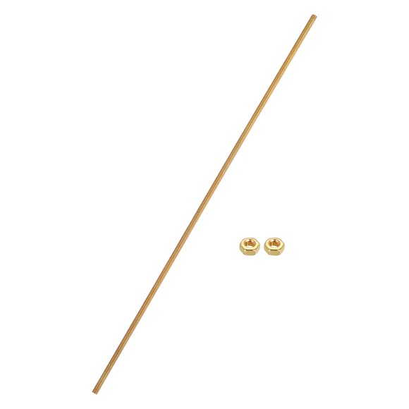 Uxcell Brass Fully Threaded Rod, M3x0.5mm Pitch Right Hand Threads Studs with Solid Brass Hex Nuts, 200mm/8" Long Threaded Screw Rods Fasteners for Anchors Bolts Hangers Clamps