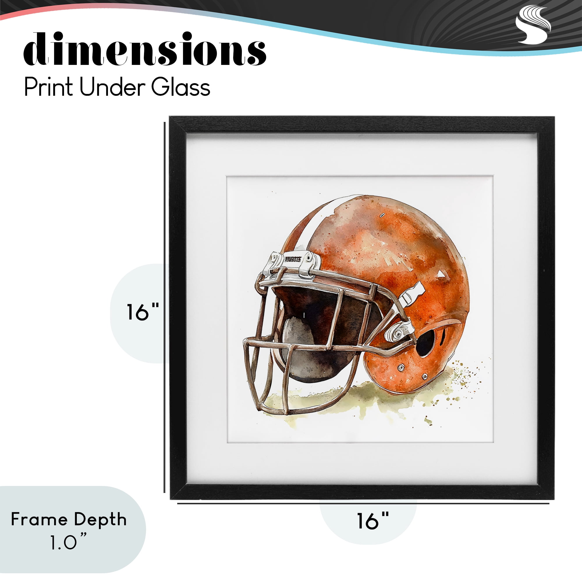 Stupell Industries Red Football Helmet Black Framed Print Under Glass, design by Creative Studio