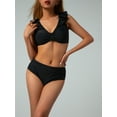 thumbnail image 6 of Liacowi Women's Ruffle Swimsuit Bikini 2 Piece V Neck Bra Summer Beach Thong Swimwear Pond Party, 6 of 9
