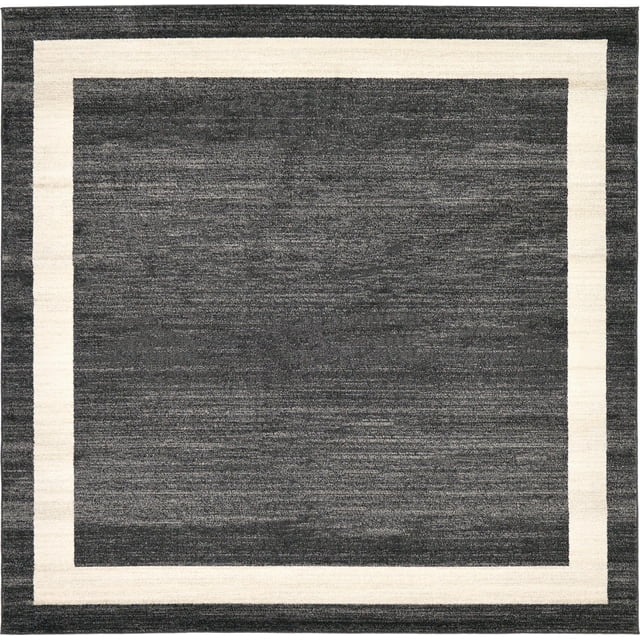 Unique Loom Tapis Carré de Transition Contemporain Del Mar, 8', Noir/ivoire