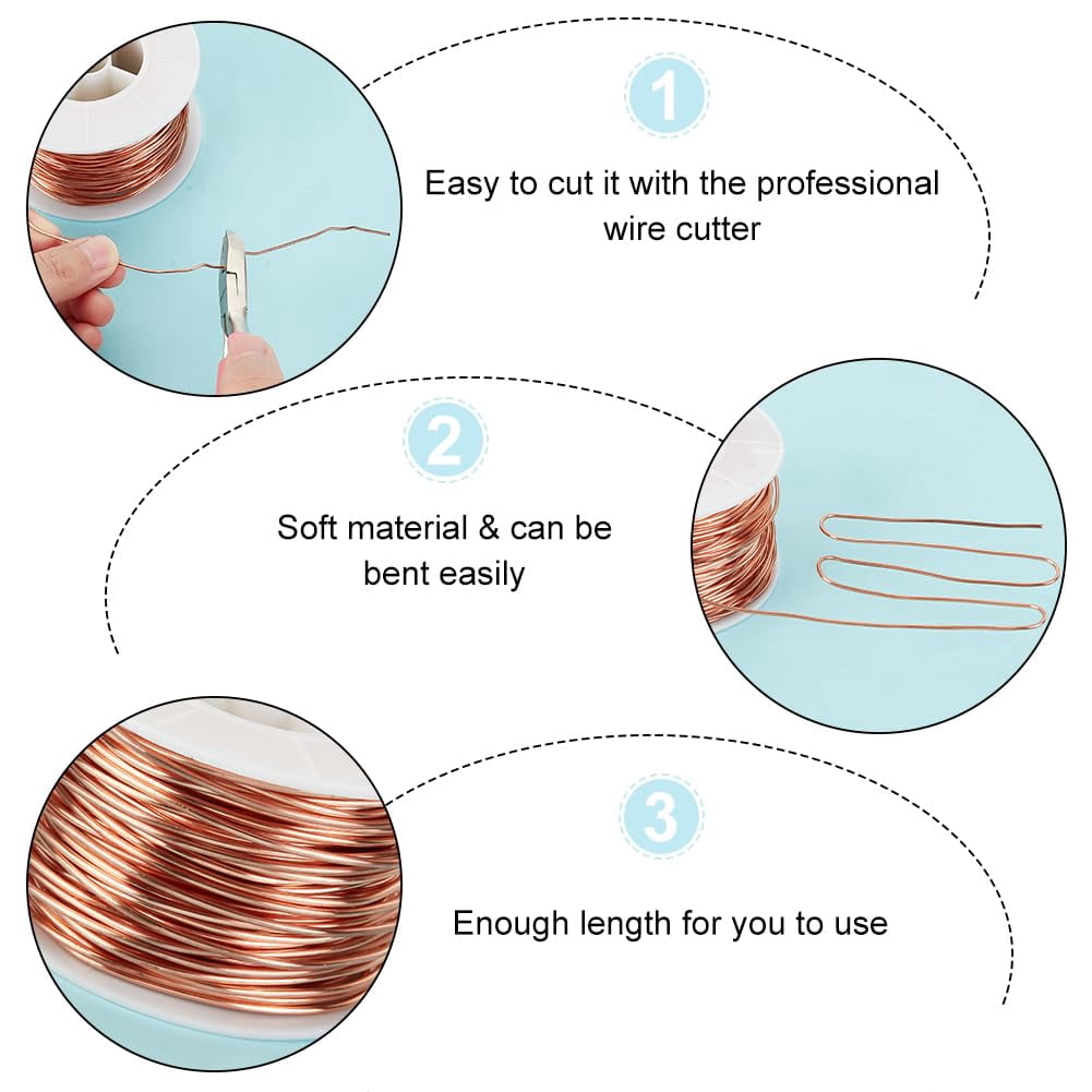 1roll 147 Feet Copper Wire 16 Gauge Copper Wire for Jewelry Making and Crafts 99.9% Pure Copper Jewelry Wire Solid Bare Copper Wire Beading Craft Wire for Gardening Plants(1.3mm Diameter)
