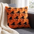 thumbnail image 4 of Halloween Throw Pillow Covers 18x18 Inch, Soft Plush Embroidered Decorative Square Pillowcases, Farmhouse Holiday Cushion Covers for Couch Sofa Living Room Bedroom Outdoor Home Decor, 4 of 5
