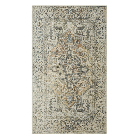 Mohawk Home Theodora Floral Indoor Polyester Area Rug, Anthracite, 3'11" x 6'