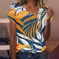 thumbnail image 2 of Women's Summer Clothes Comfy Casual Shirts Fashion 2024 V Neck Blouse Y2K Tops Dressy Casual Flora Print Short Sleeve Tunic Tops for Lady Loose Fit Flowy Vintage Blue T Shirts M, 2 of 4