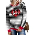 thumbnail image 5 of ICHUANYI Womens Striped Heart Print Oversized Sweatshirt Color Block Crew Neck Long Sleeve Casual Loose Pullover Top Sweatshirts, 5 of 6