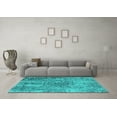 thumbnail image 3 of Ahgly Company Machine Washable Indoor Rectangle Oriental Turquoise Blue Industrial Area Rugs, 8' x 12', 3 of 4