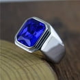 thumbnail image 2 of PAMTIER Men's Stainless Steel Silver Plated Ring with Square Blue Gem Stone Size 7, 2 of 6