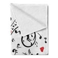thumbnail image 2 of Music Note Soft Flannel Fleece Throw Blanket, Romantic Tree with Hearts and Musical Details, Cozy Plush for Indoor and Outdoor Use, 60" x 80", Dark Pink Charcoal Grey, by Ambesonne, 2 of 5