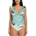 thumbnail image 2 of Yiaed French Bulldog Taking a Bath Print Women's Ruffled One Piece Swimsuit V Neck Swimwear Slimming Monokini for Woman-Medium, 2 of 8