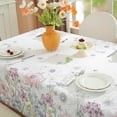 thumbnail image 3 of Spring Summer Tablecloth 60 x 84 Inches Rectangle Red Floral Table Cloth, Washable Water Resistant & Wrinkle Free Polyester Texture Table Cover for Party,Picnics, and Dinner Decor, 3 of 6