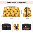 thumbnail image 2 of Vintage Marble Pattern Sunflower Makeup Bag, Large Capacity Travel Cosmetic Bag for Women Girls- Travel Toiletry Bag Leather Portable Waterproof Makeup Case Organizer with Handle, 2 of 4